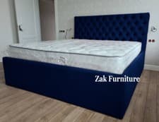 Image of Plush Velvet Chesterfield Bed With or Without Ottoman Gaslift Storage 