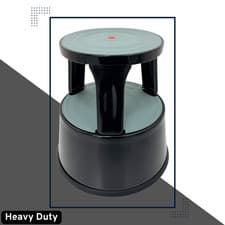 Image of Durable Black Steel Kick Step Stool Non-Slip Portable for Home Office Warehouse