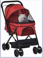 Image of PawHut Dog Stroller Pet Stroller Foldable Dog Cat Travel Pushchair with Carrier