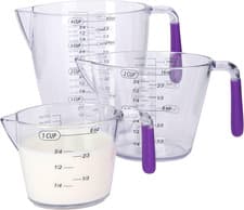 Image of Measuring Jug Set, 3-Piece Plastic Measuring Jug with 200, 400 and 900Ml Jugs, P