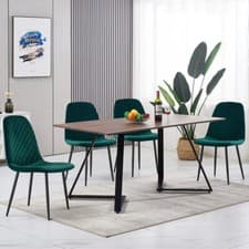 Image of Dining Table and Chairs 4 Set Wooden legs Retro Dining Room Chair Kitchen Home