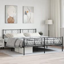 Image of WALPLUS Durable Bed Frame Black Metal Super King 6ft 180x200cm Timeless Top