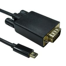 Image of Cables Direct USB-C to VGA Adapter Cable 2m / 6ft 1080P 60Hz Black USB3C-VGA-2M
