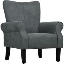 Image of HOMCOM Upholstered Modern Accent Chair, Armchair with Wood Legs, Grey