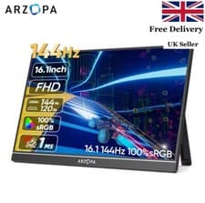 Image of ARZOPA 16.1 inch 144Hz 100% sRGB Portable Monitor Type C Mini HDMI PC XBOX PS UK