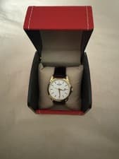 Image of Unused Men’s Rotary Gold Plated Watch with Black Leather Strap (New Battery)