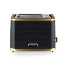 Image of Salter Wide-Slot Toaster Palermo Defrost/Reheat/Cancel 930W Black/Gold EK5032BLK