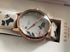 Image of Radley Floral Dove Grey Leather Strap Epping Forest Watch RY2930A-BNIB