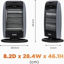 Image of Free Standing Portable Electric Halogen Quartz Heater 3 Bars 1200W INSTANT HEAT