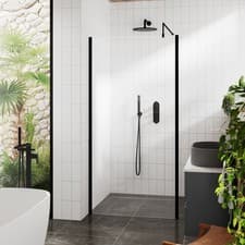 Image of Hudson Reed Outer Framed Matt Black Wet Room Screen - 800mm Wide