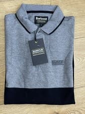 Image of Barbour International Polo T-Shirt Size Small Grey/Black Brand New