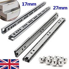 Image of 1-10Pairs Drawer Runners Grooved Ball Bearing Slides Cabinet Draw Rail 17mm 27mm