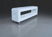 Image of WONDERFUL SMALL STORAGE LEATHER BENCH DEPTH ONLY 30 CM IN LEATHER WHITE. 100 cm