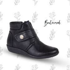 Image of Ladies EE Boulevard Boots Ankle Comfort Padded Smart Office Work Casual Wide Fit