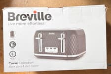 Image of BREVILLE CURVE 4 SLICE TOASTER VTR013 BLACK GLOSS - BOXED