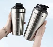 Image of Protein Shaker Bottle Leak Proof Metal Stainless Steel Protein Mixer