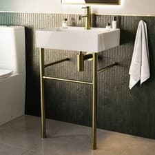 Image of 500mm 1 Tap Hole Basin with Brass Wash Stand - Bowen BUN/BOWGW497X397/97249