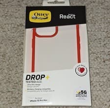 Image of Otter Box React Series iPhone 12 Pro Max Case Red Clear BRAND NEW & SEALED