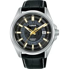 Image of Lorus Mens Automatic Watch Black Dial Black Strap RU411AX9 RRP £154.99 date 100m