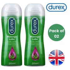 Image of Durex Play Massage 2 in 1 Lube 200mL Massage Gel Soothing Aloe Vera - Pack of 2