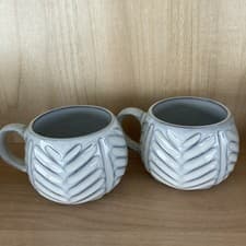 Image of Barbary & Oak Embossed Grey Ceramic Mugs Set of 2x- VGC