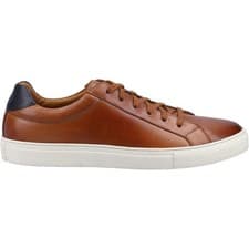 Image of Hush Puppies Mens Colton Leather Trainers - Tan