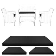 Image of 3pc Replacement Cushions Set to fit Rattan Garden Furniture Chairs Sofa Patio