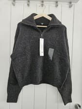 Image of New Uniqlo Dark Grey Soufflé Yarn Full Zip Cardigan Size XS