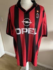 Image of AC Milan 90’s Home Kit Retro Score Draw Football Shirt Large