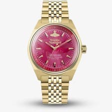 Image of Vivienne Westwood Lady Sydenham Gold Plated Hot Pink Dial Watch VV251RRGD