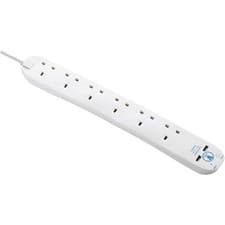 Image of Masterplug 6 Gang Surge Protected Extension Lead 2m 2 USB Ports A & C White