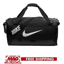 Image of NIKE BRASILIA BLACK LARGE DUFFEL Training Gym Bag All Sport Swoosh 28 X 14 X 14