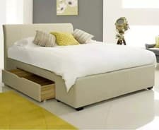 Image of Elegant Stone/Charcoal Fabric 2 Side Drawers Bed Frame - 5ft king