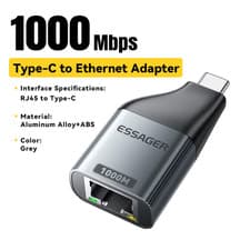 Image of Essager USB C to Ethernet Adapter Gigabit RJ45 for MacBook Laptop UK