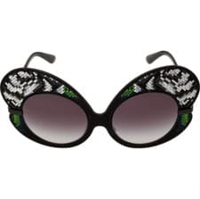 Image of DOLCE & GABBANA Black & Green Embroidered Oversized Sunglasses