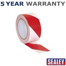 Image of Sealey Hazard Warning Tape 50mm x 33m Red/White HWTRW