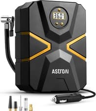 Image of Car Tyre Inflator 12V with Preset Pressure Auto Shut-Off LED Light Long Cord Kit
