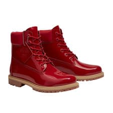 Image of Timberland Women's Premium 6-Inch Red Patent Leather Waterproof Boots [WIDE]