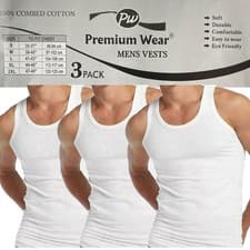 Image of Men Vest 3 Pack 6 Pack 12 Pack Cotton Summer Tank Top Gym Plain Vests S -3XL