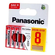 Image of Panasonic AAA Batteries 8 Pack R03 1.5V Zinc Carbon Genuine Long Expiry 05/2028