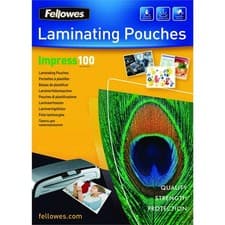 Image of Fellowes A4 Glossy 100 Micron Laminating Pouch - 100 pack