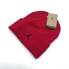 Image of Air Jordan Essentials Peak Beanie Soft Knit Hat Gym Red Black Adults One Size