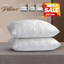 Image of Large Soft Pack Of 2 Pillows Bounce Back Memory Foam Firm Deluxe Striped Pillows