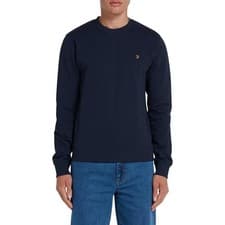 Image of Farah Mens Tim Crew Sweatshirt Pull On Size Large L Navy Blue Cotton New