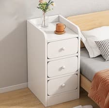 Image of Chest of Drawers 3 Drawers Bedside Table Cabinet Bedroom Furniture Storage White
