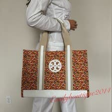 Image of NWT Tory Burch 81605 Printed Canvas Tote In Sprinkled Flowers Large Shoulder Bag