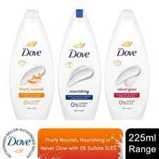 Image of Dove Body Wash Nourishing, FruityNourish or Velvet Glow w/ 0% Sulfate SLES,225ml