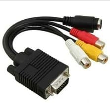 Image of VGA & SVGA to 3-RCA S-Video Composite AV TV Out Converter Adapter PC Cord Cable