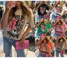 Image of Womens T Shirt Ladies Oversized Baggy Fit Short Sleeve Slogan T-shirt Tee Tops