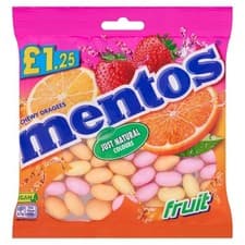 Image of Full Box of 12 Bags Mentos Chewy Fruits Flavour Large Bags